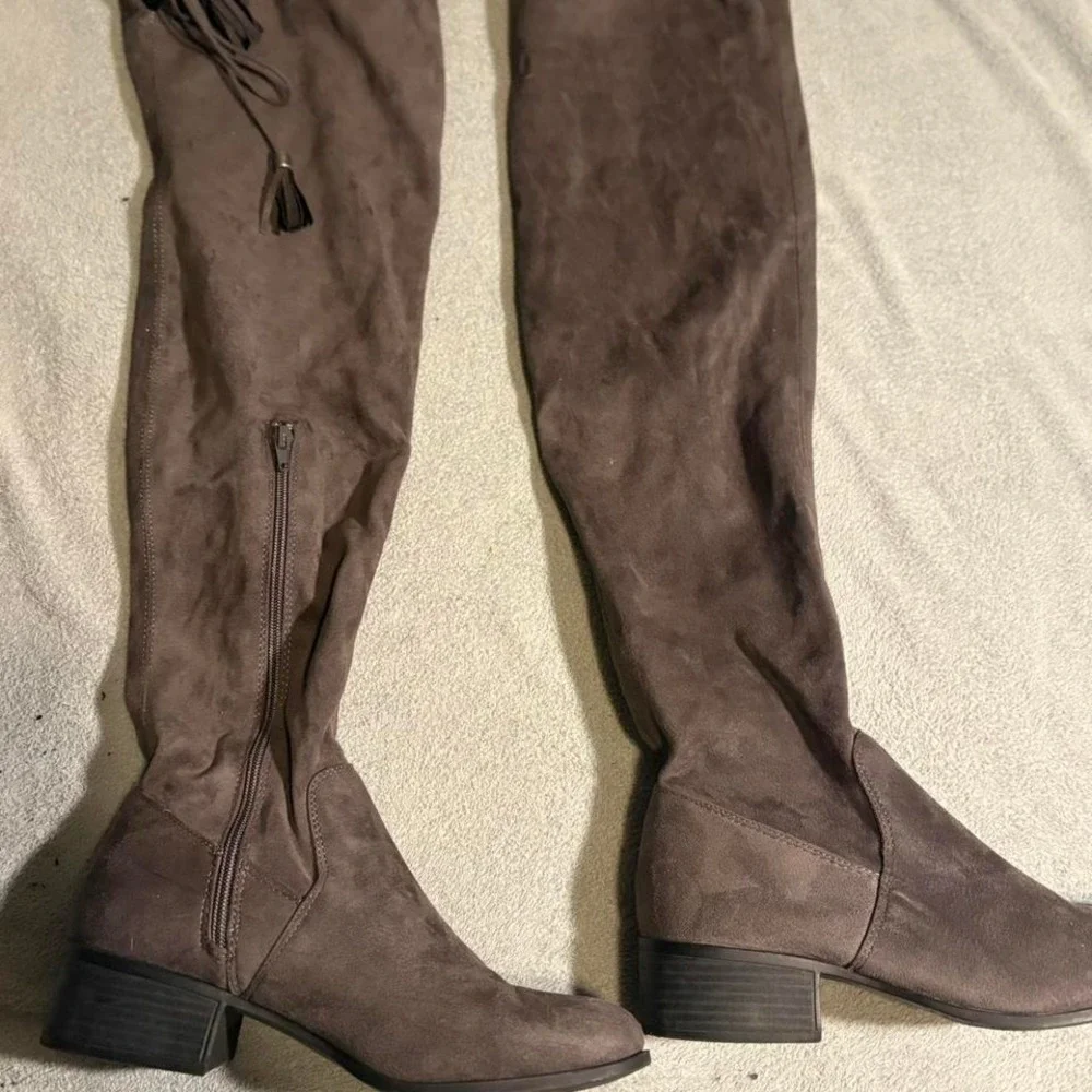Cute Brown Suede Knee‎ High boots